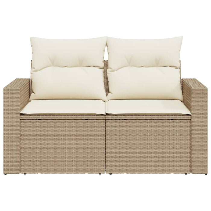 Divano da Giardino con Cuscini a 2 Posti Beige in Polyrattan 366078