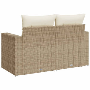 Divano da Giardino con Cuscini a 2 Posti Beige in Polyrattan 366078
