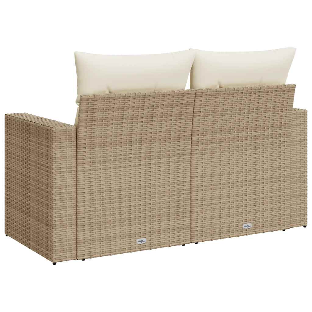 Divano da Giardino con Cuscini a 2 Posti Beige in Polyrattan