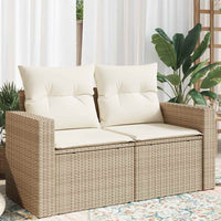 Divano da Giardino con Cuscini a 2 Posti Beige in Polyrattan