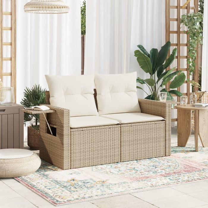 Divano da Giardino con Cuscini a 2 Posti Beige in Polyrattan 366079