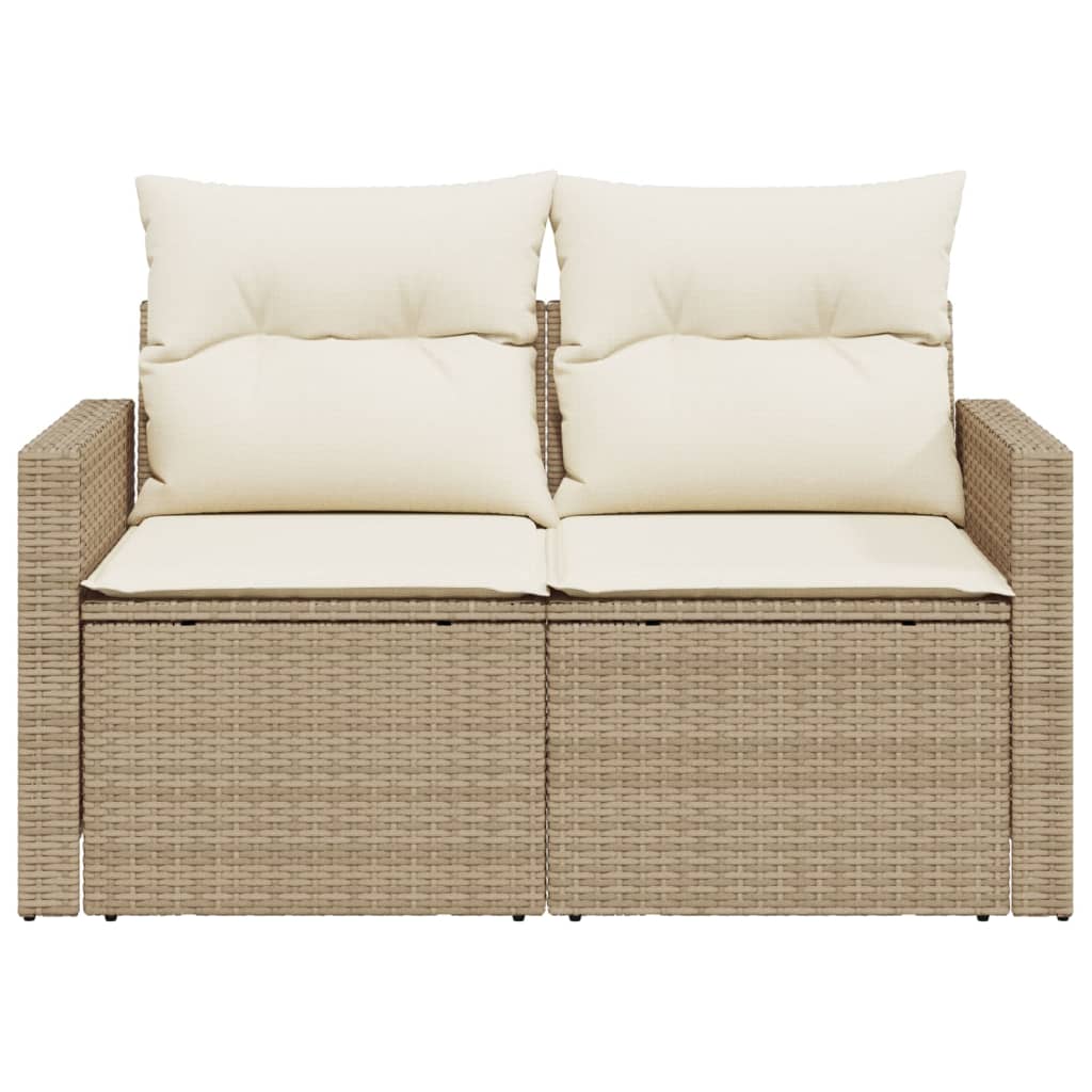 Divano da Giardino con Cuscini a 2 Posti Beige in Polyrattan 366079