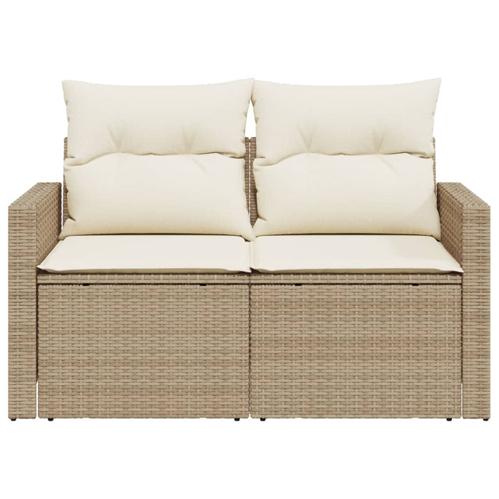 Divano da Giardino con Cuscini a 2 Posti Beige in Polyrattan 366079