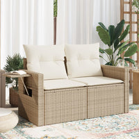 Divano da Giardino con Cuscini a 2 Posti Beige in Polyrattan 366079