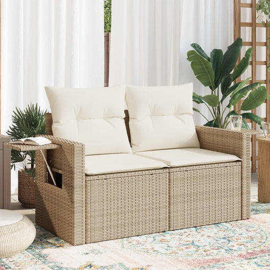 Divano da Giardino con Cuscini a 2 Posti Beige in Polyrattan 366079