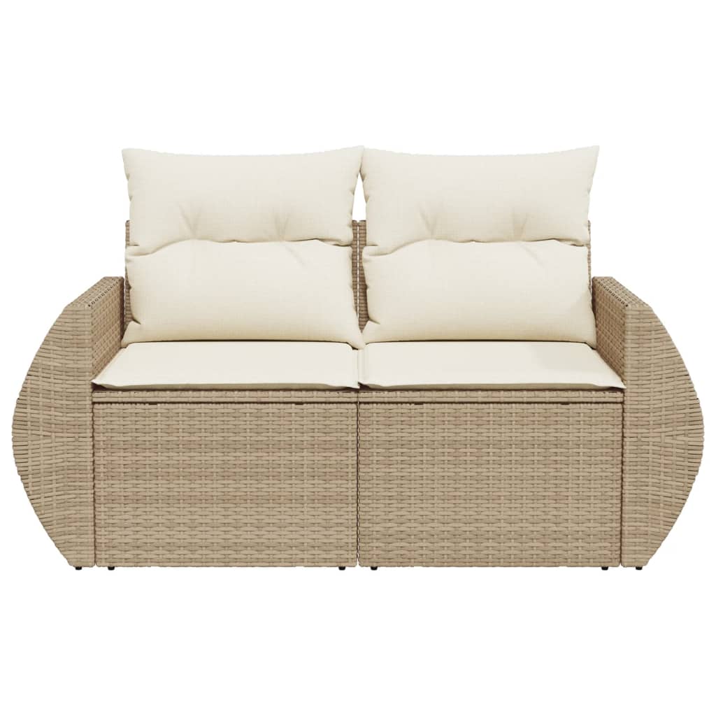 Divano da Giardino con Cuscini a 2 Posti Beige in Polyrattan 366080