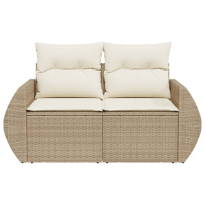 Divano da Giardino con Cuscini a 2 Posti Beige in Polyrattan 366080