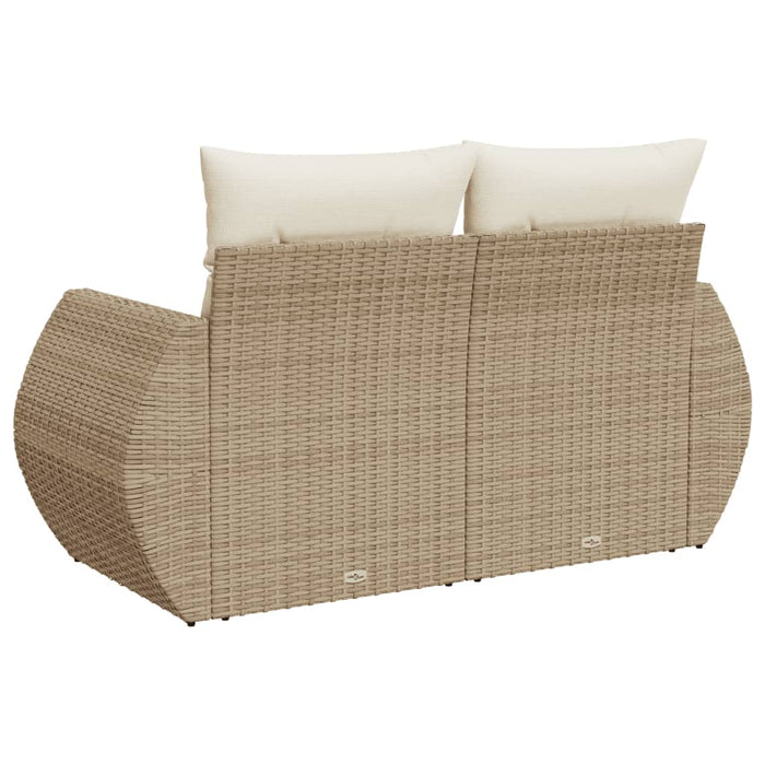 Divano da Giardino con Cuscini a 2 Posti Beige in Polyrattan 366080