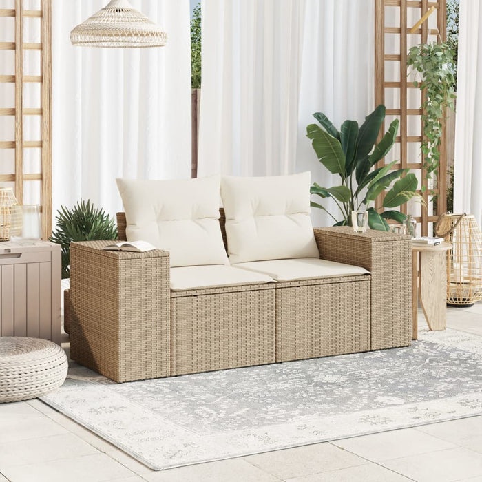 Divano da Giardino con Cuscini a 2 Posti Beige in Polyrattan 366081