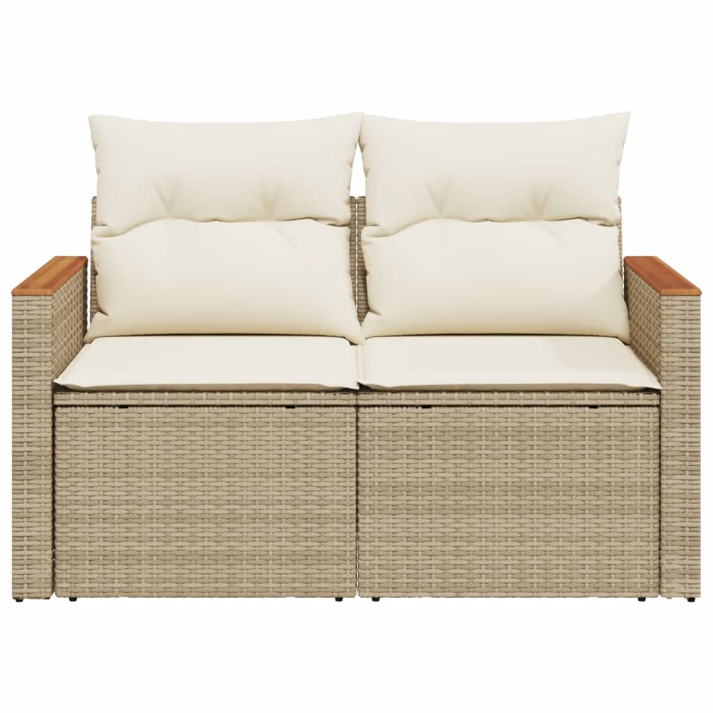 Divano da Giardino con Cuscini a 2 Posti Beige in Polyrattan 366082