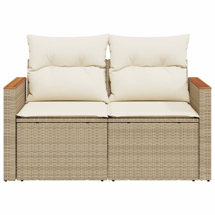 Divano da Giardino con Cuscini a 2 Posti Beige in Polyrattan 366082