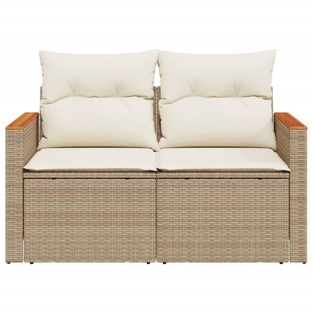Divano da Giardino con Cuscini a 2 Posti Beige in Polyrattan 366083