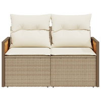 Divano da Giardino con Cuscini a 2 Posti Beige in Polyrattan
