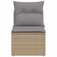 Divano Giardino Senza Braccioli con Cuscini Beige in Polyrattan 366085