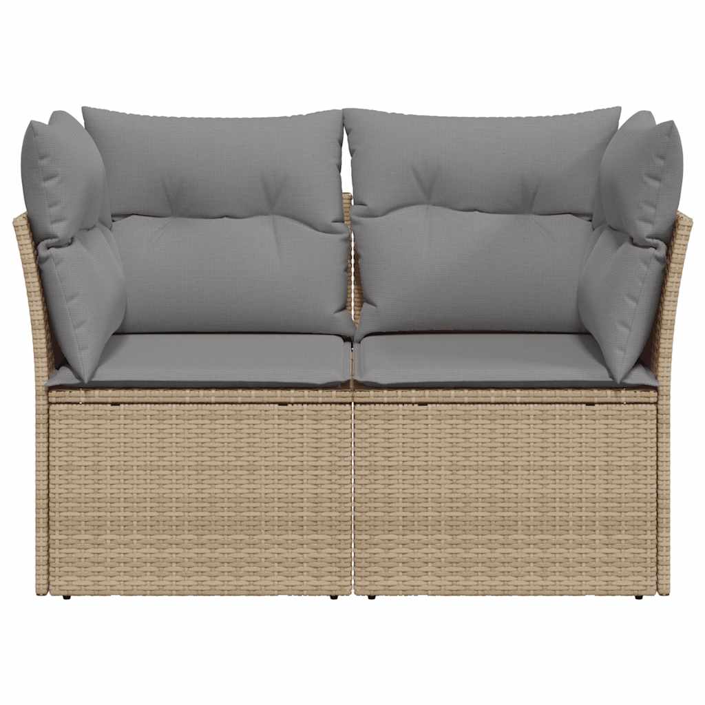 Divano da Giardino con Cuscini a 2 Posti Beige in Polyrattan 366087