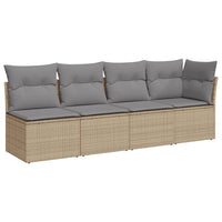 Divano da Giardino con Cuscini a 4 Posti Beige in Polyrattan 366088