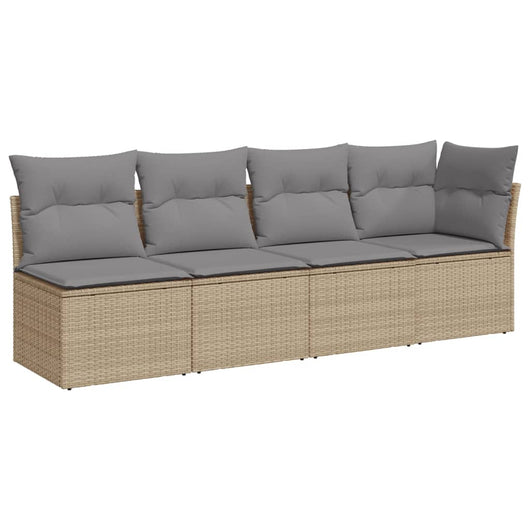 Divano da Giardino con Cuscini a 4 Posti Beige in Polyrattan 366088