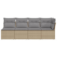 Divano da Giardino con Cuscini a 4 Posti Beige in Polyrattan 366088