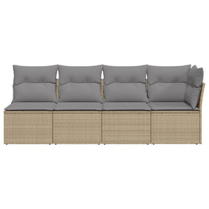 Divano da Giardino con Cuscini a 4 Posti Beige in Polyrattan 366088