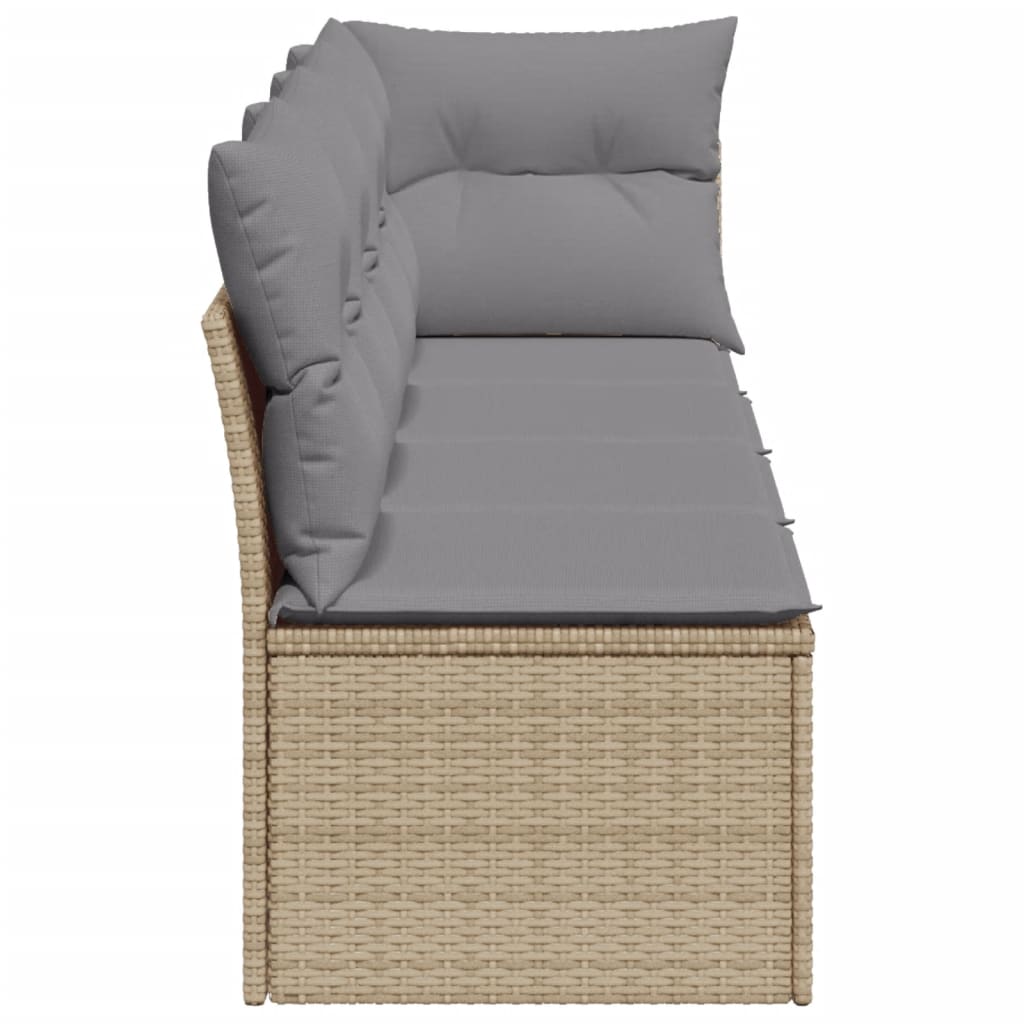 Divano da Giardino con Cuscini a 4 Posti Beige in Polyrattan 366088