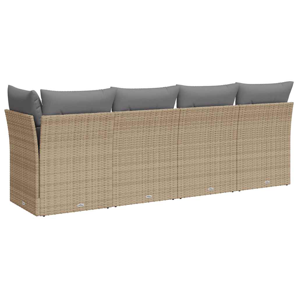 Divano da Giardino con Cuscini a 4 Posti Beige in Polyrattan 366088