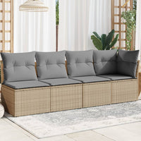 Divano da Giardino con Cuscini a 4 Posti Beige in Polyrattan 366088
