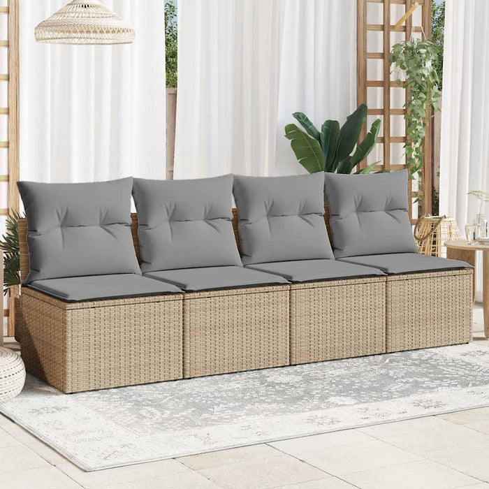 Divano da Giardino con Cuscini a 4 Posti Beige in Polyrattan 366089