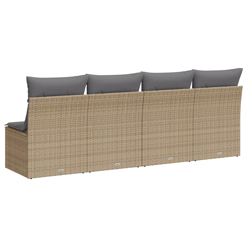 Divano da Giardino con Cuscini a 4 Posti Beige in Polyrattan 366089