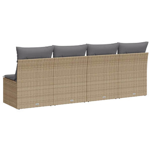Divano da Giardino con Cuscini a 4 Posti Beige in Polyrattan 366089