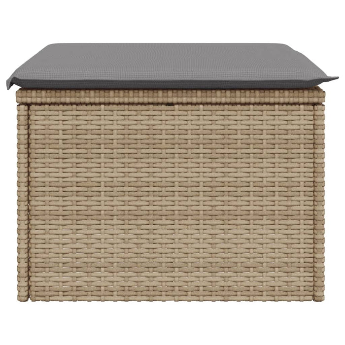Sgabello Giardino con Cuscino Beige 55x55x37 cm in Polyrattan