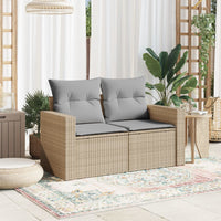 Divano da Giardino con Cuscini a 2 Posti Beige in Polyrattan 366093