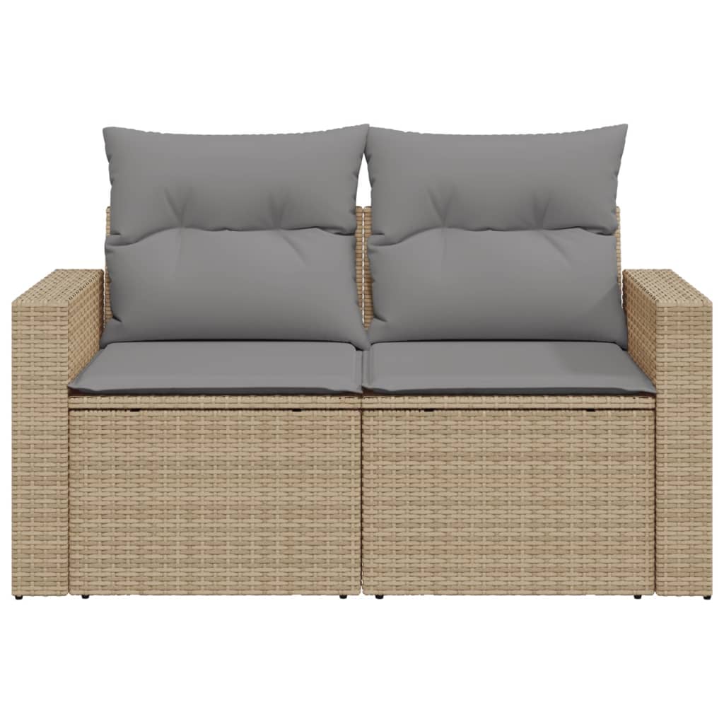 Divano da Giardino con Cuscini a 2 Posti Beige in Polyrattan 366093