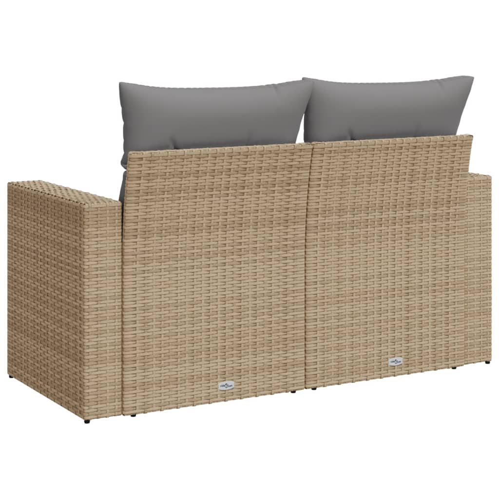 Divano da Giardino con Cuscini a 2 Posti Beige in Polyrattan 366093