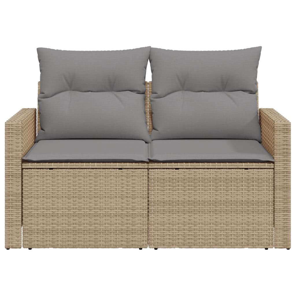 Divano da Giardino con Cuscini a 2 Posti Beige in Polyrattan 366094