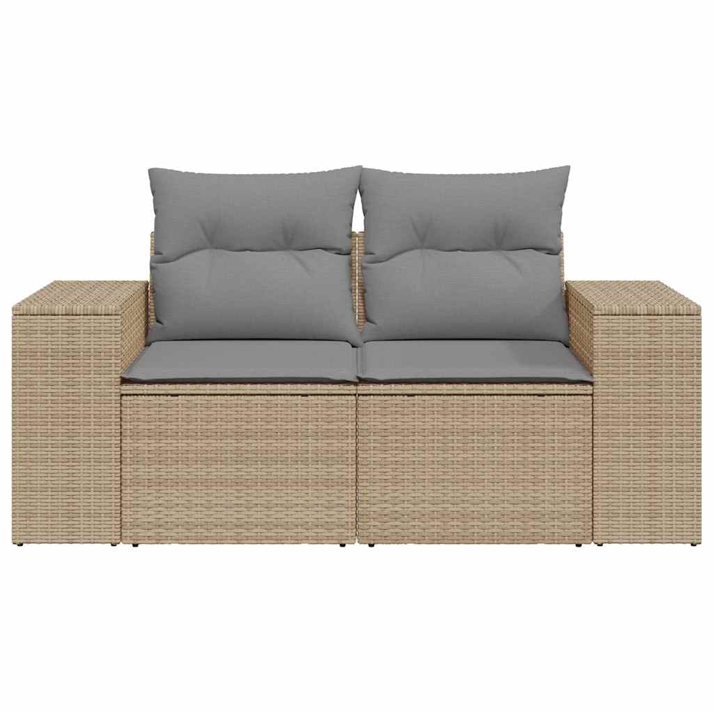 Divano da Giardino con Cuscini a 2 Posti Beige in Polyrattan 366096