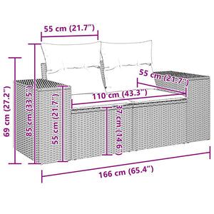 Divano da Giardino con Cuscini a 2 Posti Beige in Polyrattan 366096