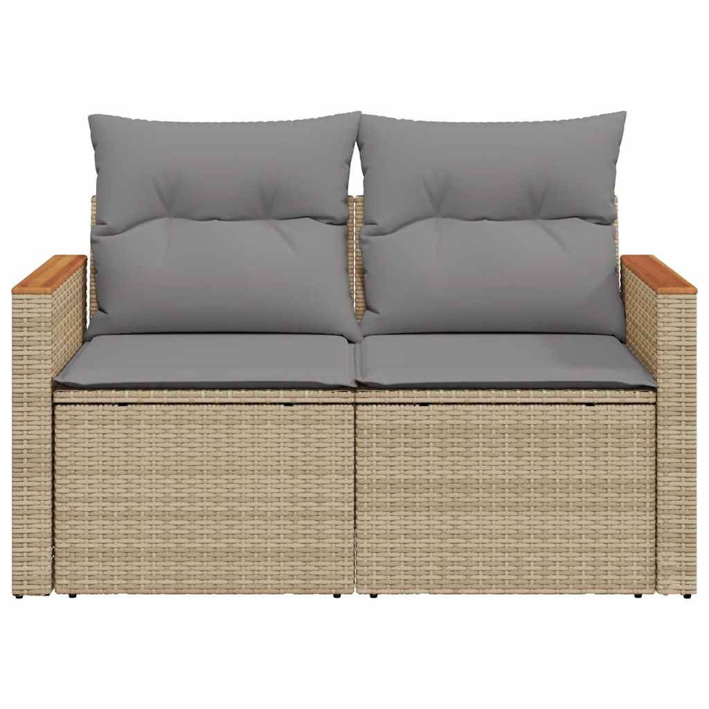 Divano da Giardino con Cuscini a 2 Posti Beige in Polyrattan 366097