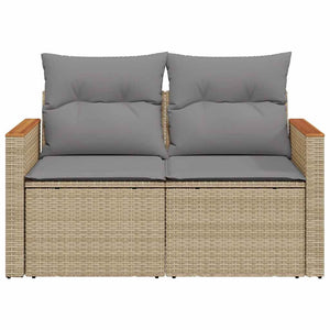 Divano da Giardino con Cuscini a 2 Posti Beige in Polyrattan 366097