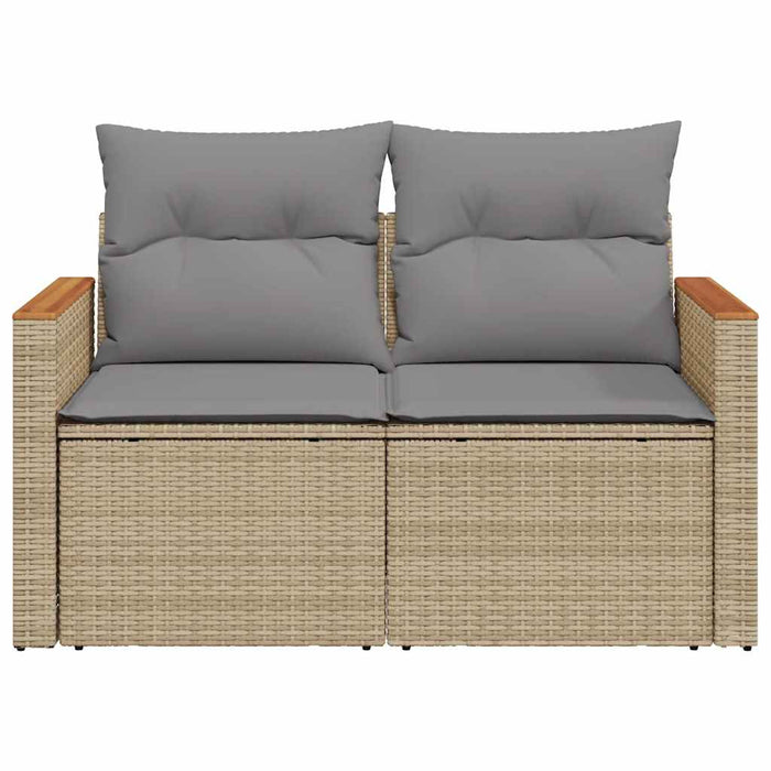 Divano da Giardino con Cuscini a 2 Posti Beige in Polyrattan 366097