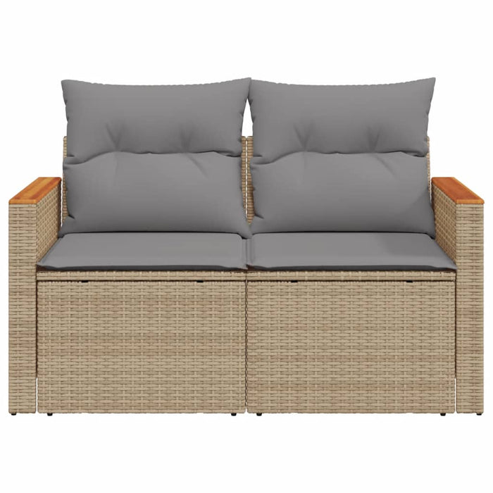 Divano da Giardino con Cuscini a 2 Posti Beige in Polyrattan