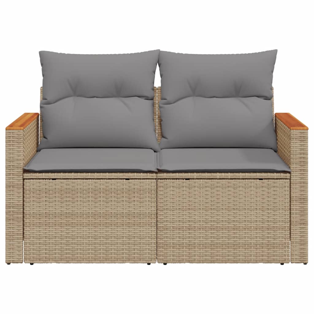 Divano da Giardino con Cuscini a 2 Posti Beige in Polyrattan 366098