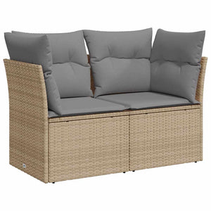 Divano da Giardino con Cuscini a 2 Posti Beige in Polyrattan 366102