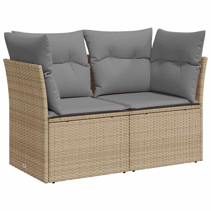 Divano da Giardino con Cuscini a 2 Posti Beige in Polyrattan 366102