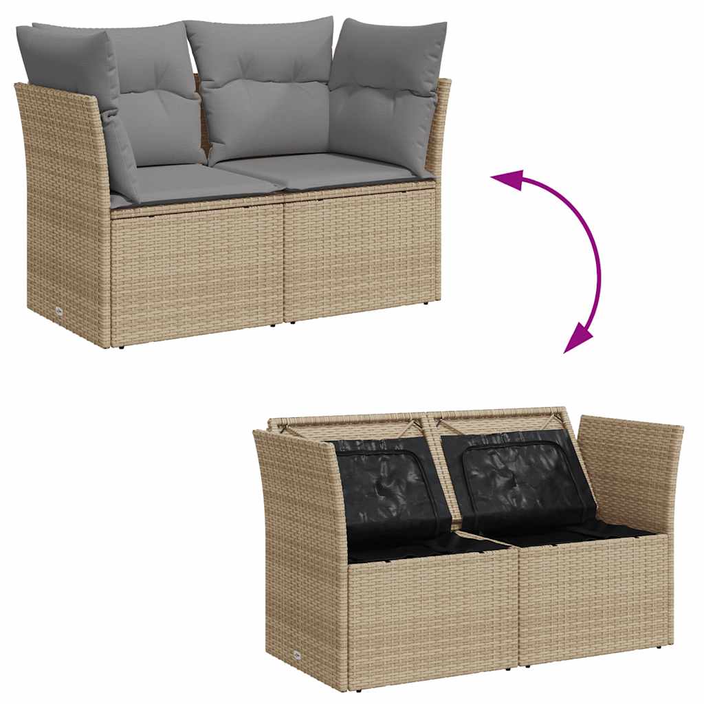 Divano da Giardino con Cuscini a 2 Posti Beige in Polyrattan 366102