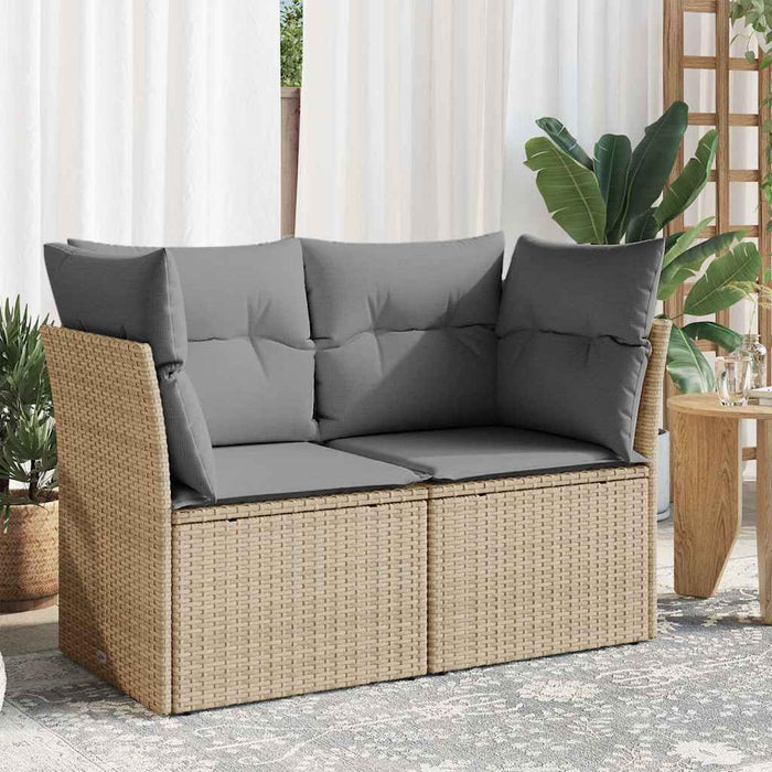 Divano da Giardino con Cuscini a 2 Posti Beige in Polyrattan 366102