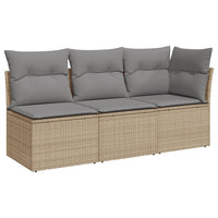 Divano da Giardino con Cuscini a 3 Posti Beige in Polyrattan