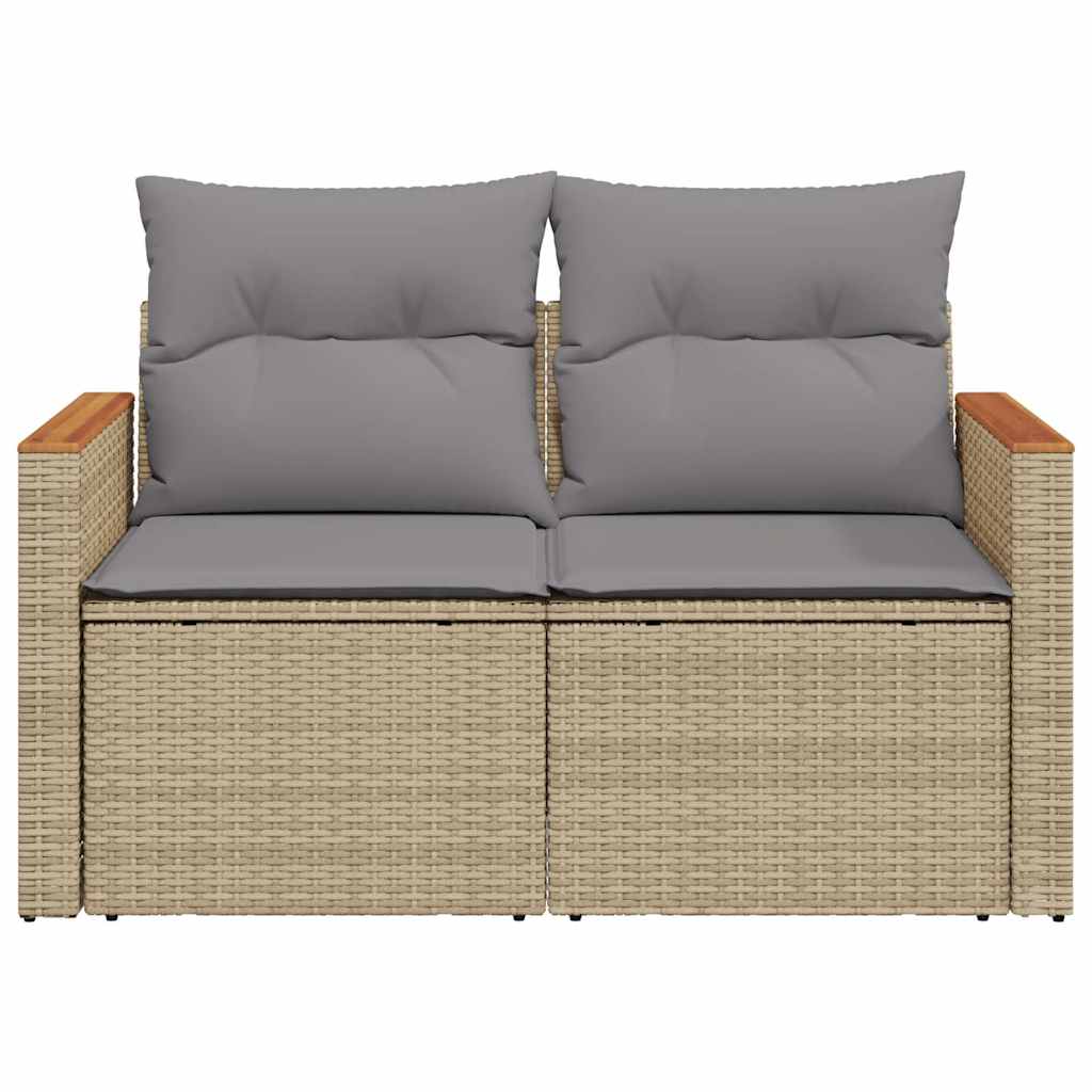 Divano da Giardino con Cuscini a 2 Posti Beige in Polyrattan 366109