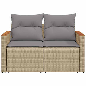 Divano da Giardino con Cuscini a 2 Posti Beige in Polyrattan 366109