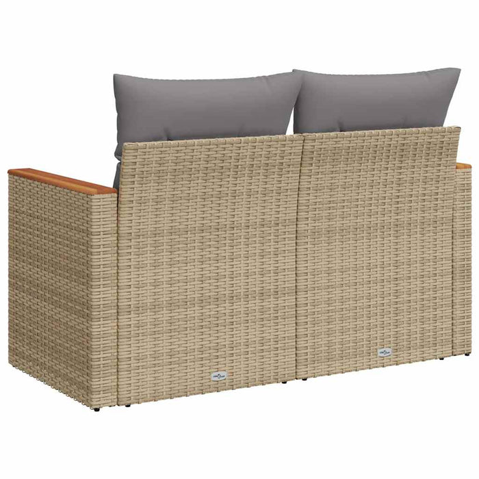 Divano da Giardino con Cuscini a 2 Posti Beige in Polyrattan 366109