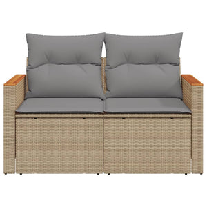 Divano da Giardino con Cuscini a 2 Posti Beige in Polyrattan 366110